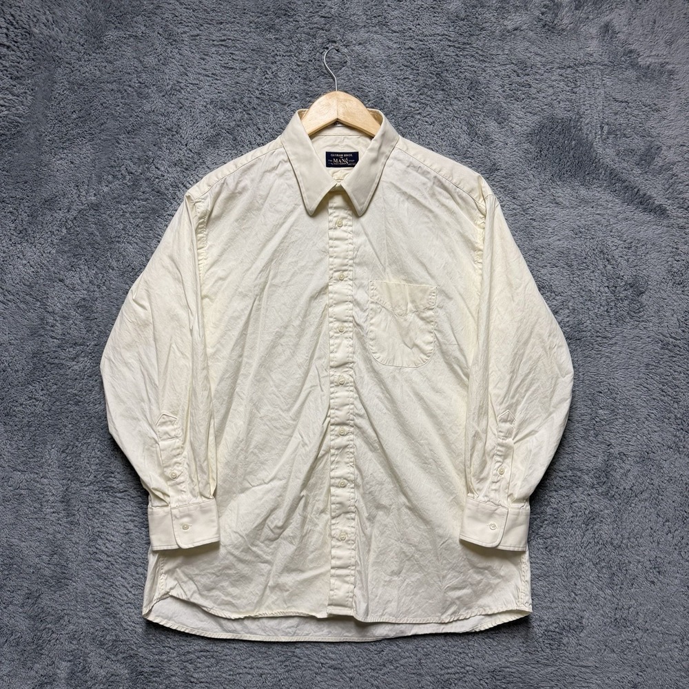 Gitman Bros Dress Shirt Mens 17.5/36 Yellow 100% Cotton Oxford Formal Business